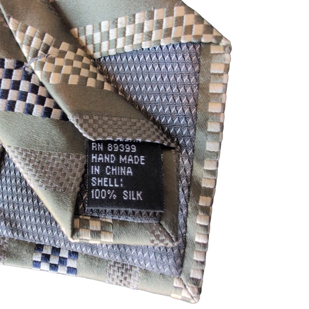 Paul Dione Mens Wearhouse Brown Checker 100% Silk Tie NWT Formal Wedding Prom - Picture 3 of 3